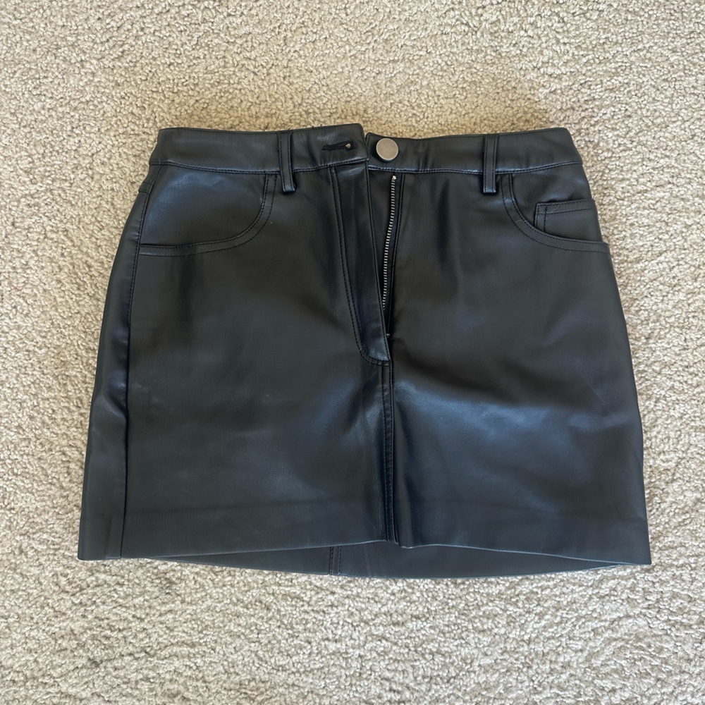 Apparis Black Faux Leather Mini Skirt